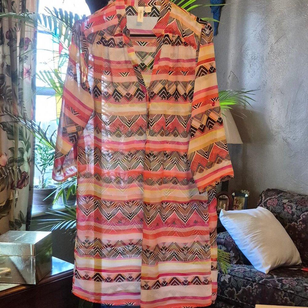 Sheer dress w spaghetti strap "tank" . Medium.
